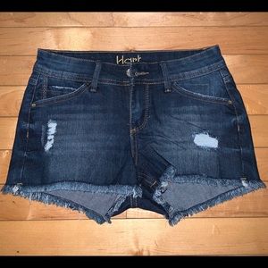 Distressed jean shorts- low rise